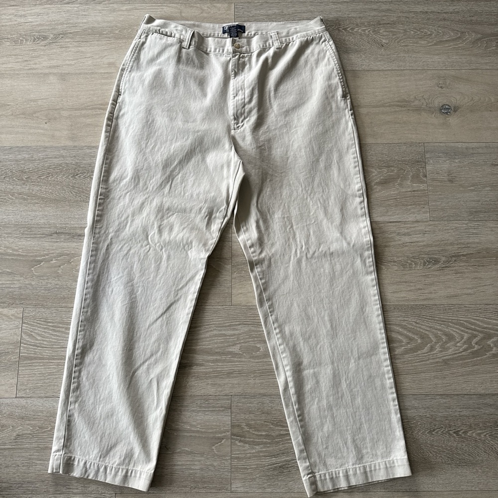 Vintage Polo Ralph Lauren Pants Men 40x32 Beige Classic Chino Zip 100% Cotton